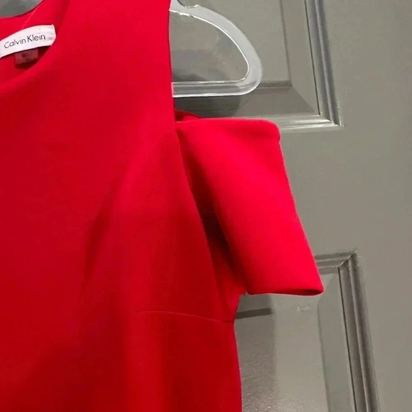 Calvin Klein Red Asymmetrical Dress Size 10 - Picture 5 of 12